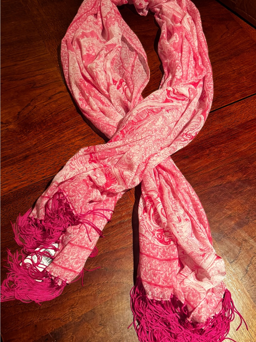 Brazen Pink Paisley Fringe Scarf NWT Nordstrom